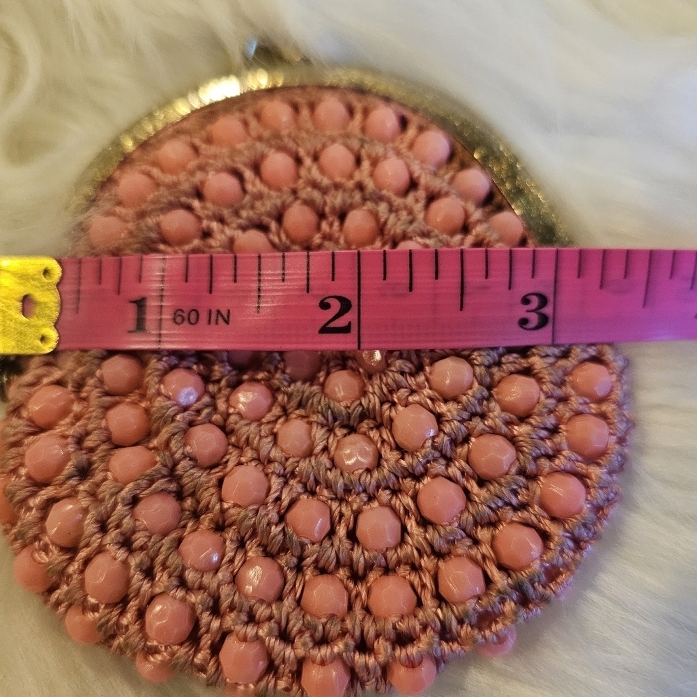 Pink Beaded Vintage Crocheted Coin Purse - Picture 10 of 10